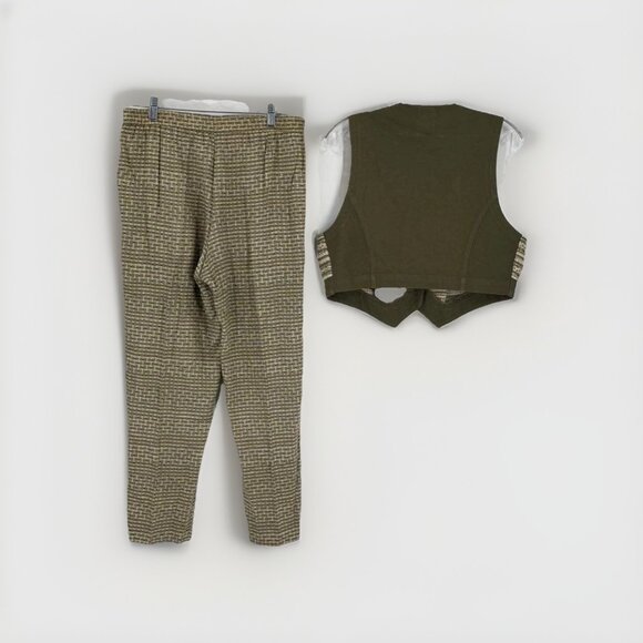 Ali Miles Petites Vtg Green Button Up Vest Pant Set Sz S Vest Sz 6 Pant - Picture 2 of 4
